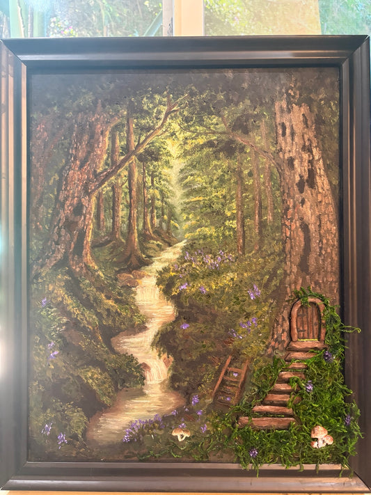 Dimensional doorway, stone steps, moss and mushrooms in Where the Water Leads