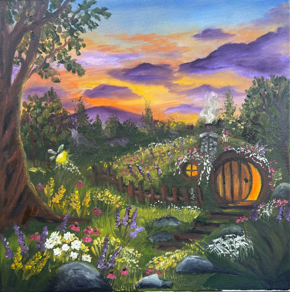 The Last Light of Day, original Abhaile painting by Dolores Montijo