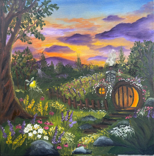 The Last Light of Day, original Abhaile painting by Dolores Montijo
