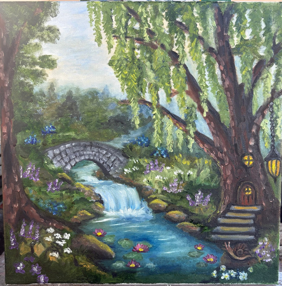 Where the Stream Wanders, original Abhaile painting by Dolores Montijo