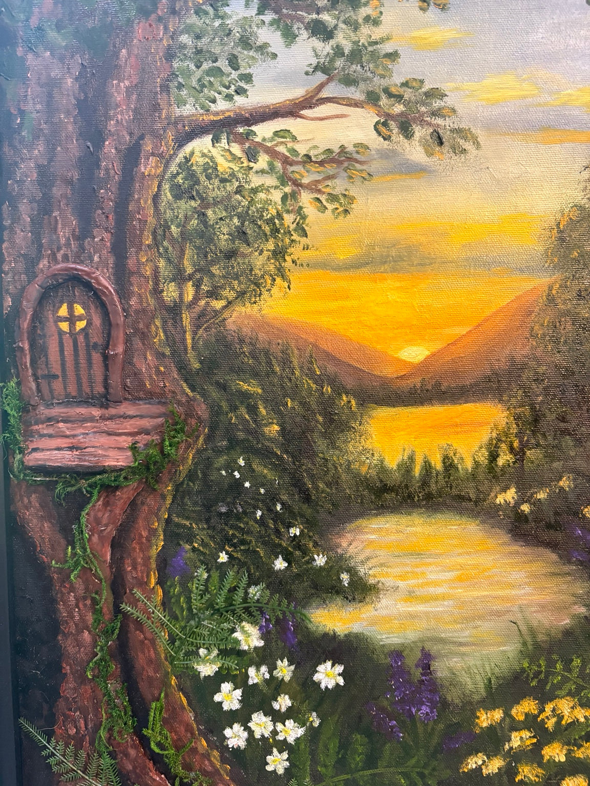 Dimensional tree doorway and foliage detail in Before the Last Light Fades