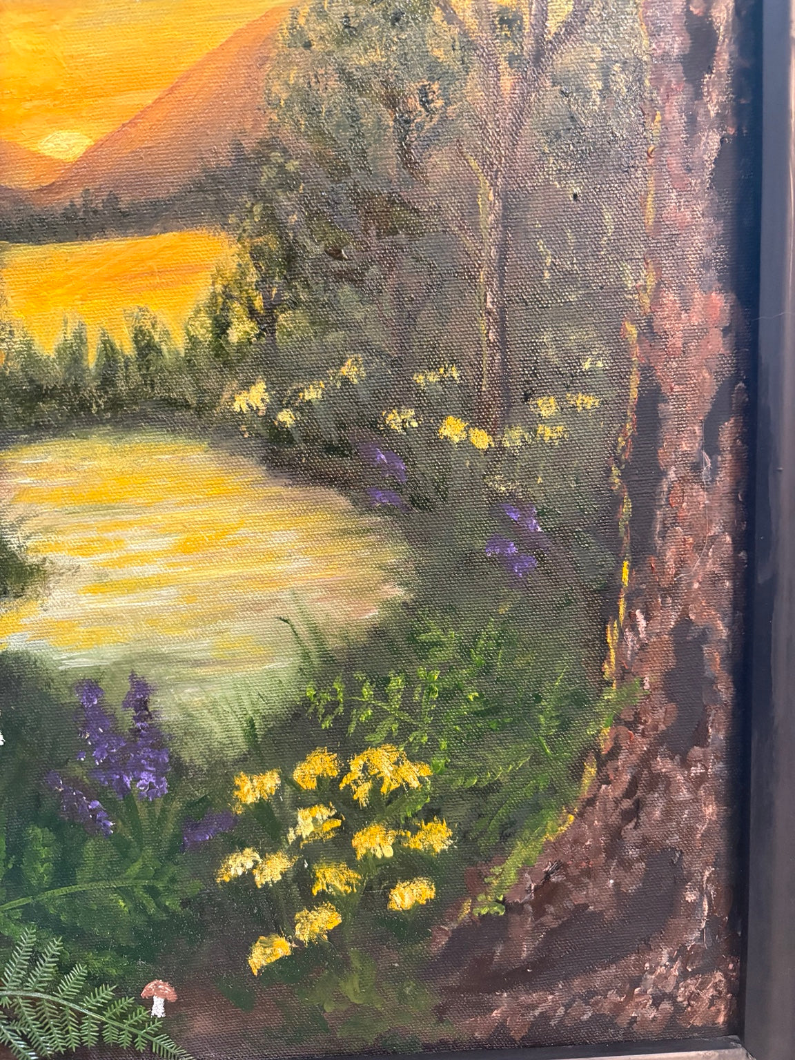 Close-up of hand-built foliage and dimensional forest details in Before the Last Light Fades