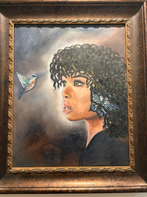 When Wonder Comes Close, original oil portrait painting by Dolores Montijo