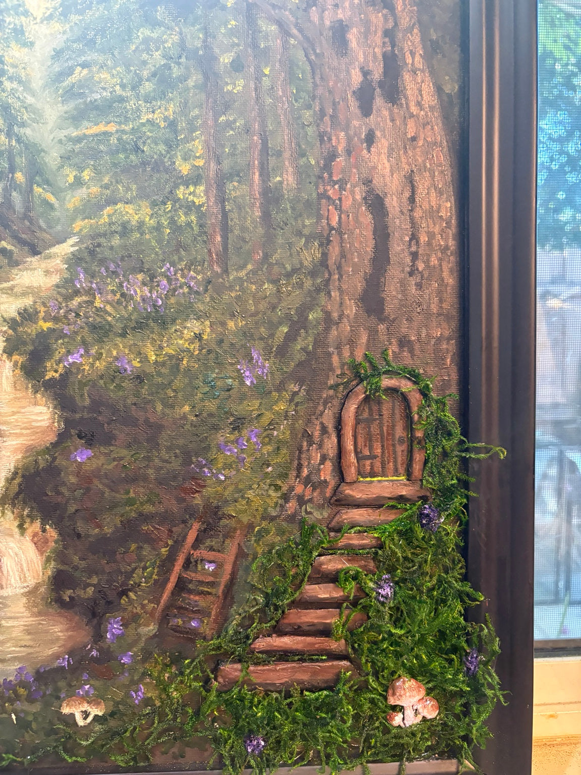 Detail of the tiny ladder, stream and forest in Where the Water Leads