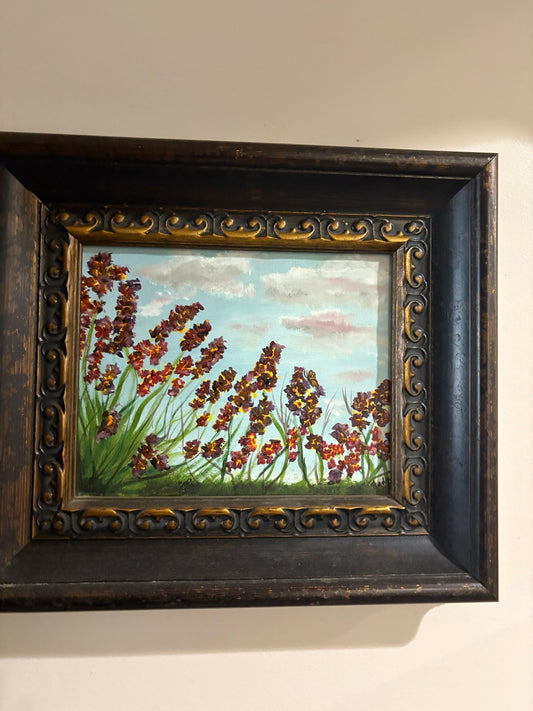 Wildflowers in the Breeze original oil painting by Dolores Montijo, framed